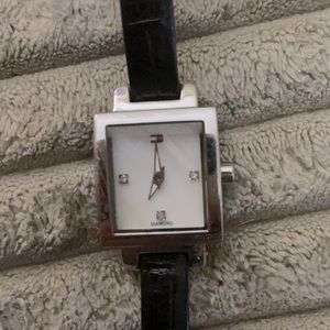 Square Faced watch ~diamonds & mother of Pearl